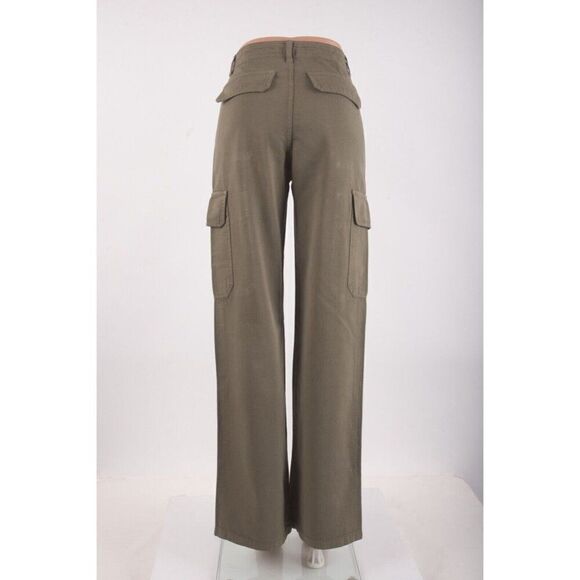 Zara Womens High Rise Canvas Cargo Pants Straight Leg US 0 EU 32 6929/465 NWOT - Picture 4 of 7